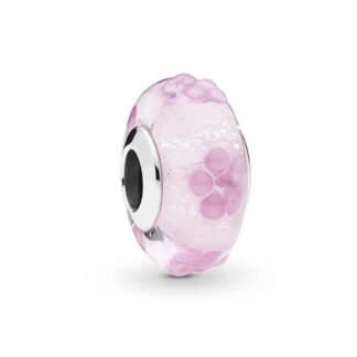 Silver Frosty Pink Flower Petal Charm