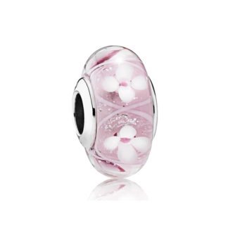Silver Frosty Pink Cherry Blossom Petal Charm