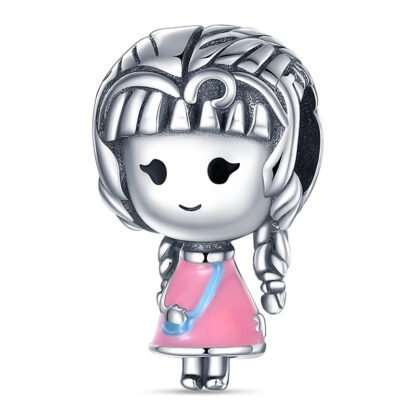 Silver Outing Casual Pink Dress Young Girl Charm