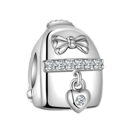 Silver Heart Lock Bow Backpack Charm