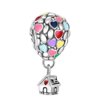 Silver UP House Hearts Air Balloon Charm