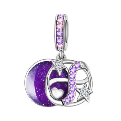 Silver Purple Eternal Stars Cosmic Sky Charm