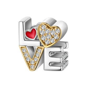 Silver Sparkly Love Lettering Charm