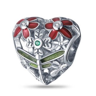 Silver Crest Heart Blooms Nature Forage Charm