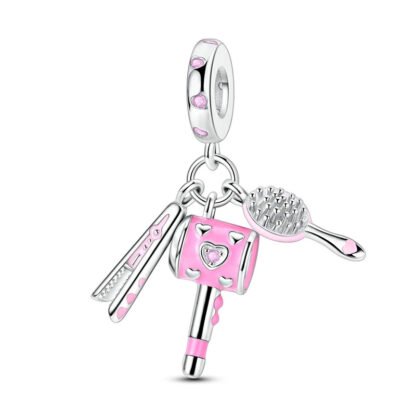 Silver All Pink Hairdressing Cosmetic Vanity Kit Beauty Charm