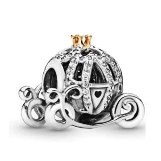 Silver Whimsy Golden Crown Cinderella Carriage Disney Charm