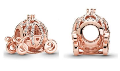 Silver Gold Rose Whimsy Golden Crown Cinderella Carriage Disney Charm - Image 2