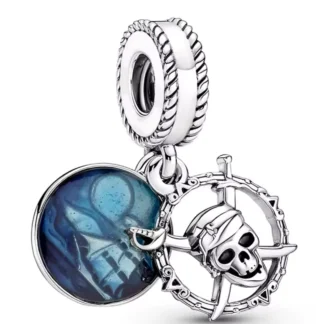 Silver Skull Blue Ship Pirates of the Caribbean Disney Charm