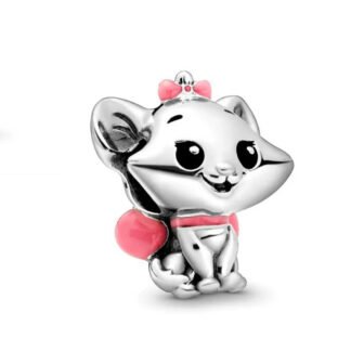 Silver Kitty Cat Pink Bow Baby Marie Aristocats Disney Charm