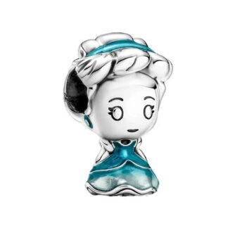 Silver Chibi Teal Blue Cinderella Disney Charm