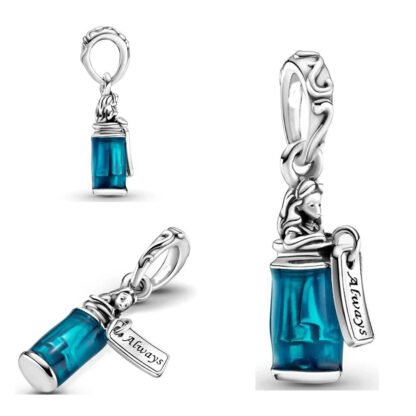 Silver Blue Drink Me Bottle Alice in Wonderland Disney Charm - Image 2