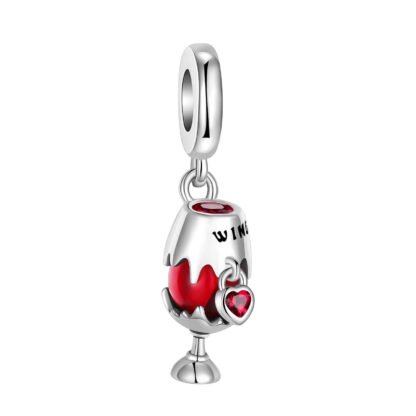 Silver Dangling Heart Lock Drink Red Wine Glass Charm