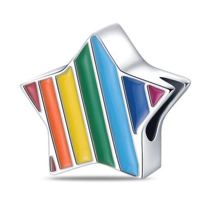 Silver Star Rainbow June Pride Month Special Charm