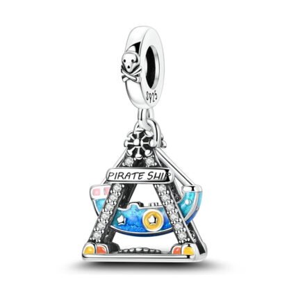 Silver Pirate Ship Amusement Park Attraction Play Charm