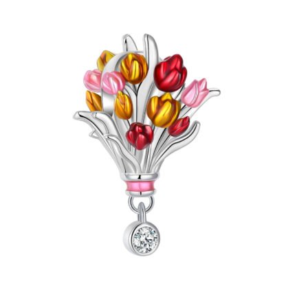 Silver Spring Summer Tulip Buds Bouquet Charm