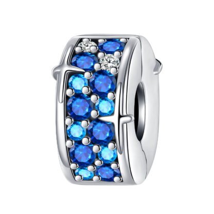Silver Blue Gems Cylindrical Charm
