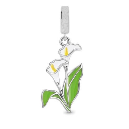 Silver White Calla Lilies Charm