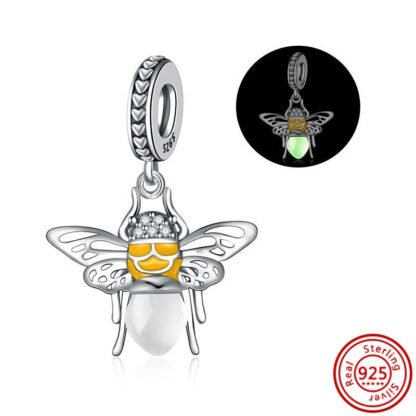 Silver Luminous Glow in the Dark Bee Like Insect Charm