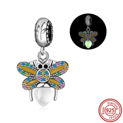 Silver Luminous Glow in the Dark 5 Colors Winged Insect Charm