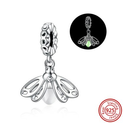 Silver Luminous Glow in the Dark Firefly Insect Charm