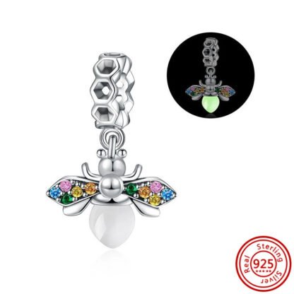 Silver Luminous Glow in the Dark Small Colorful Winged Insect Charm