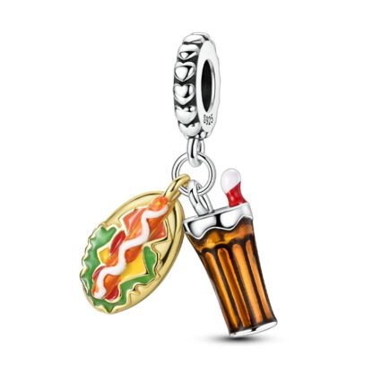 Silver Brown Drink and Savory Street Food Lunch Charm