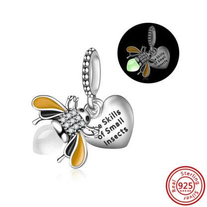 Silver Luminous Glow in the Dark Bee Insect Lover Charm