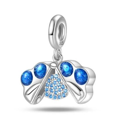 Silver Blue Paw Openable Blue Heart Within Pet Charm