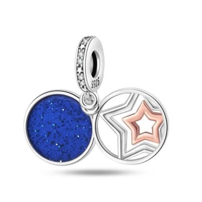 Silver Star Ring Blue Night Sky Space Charm