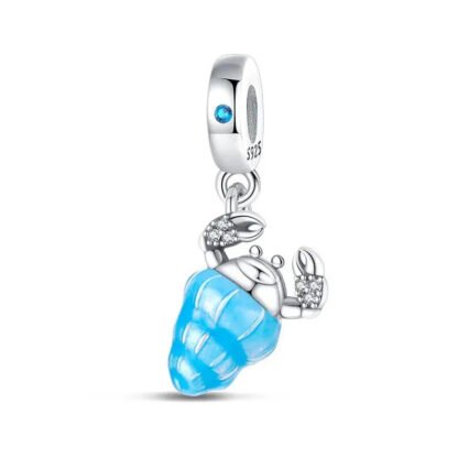 Silver Hermit Crab Blue Shell Aquatic Charm