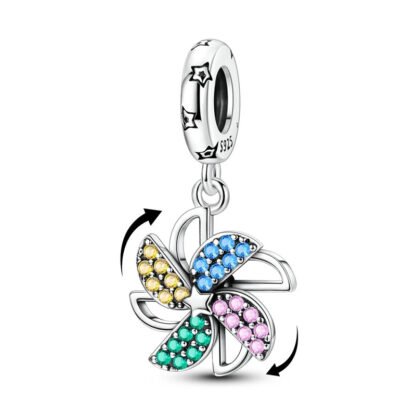 Silver Rotatable Pinwheel Toy Charm