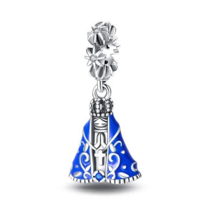 Silver Regal Blue Cloak Crowned Prayer Wish Charm