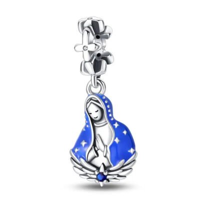 Silver Regal Blue Veil Woman Prayer Wish Bless Charm