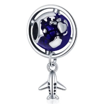 Silver Plane Heading Towards Deep Blue Earth Orbit Charm