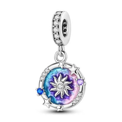 Silver Sun Symbol Blue Pink Gradient Space Cosmos Charm