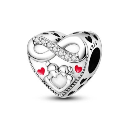 Silver Infinity Symbol Parental Love Mother Daughter Heart Charm
