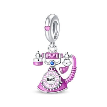 Silver Pink Phone Hallo Rotary Dial Modern Vintage Charm