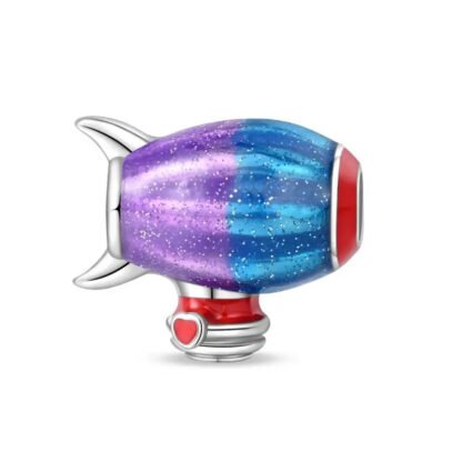 Silver Sparkly Gradient Blue Purple Airship Charm
