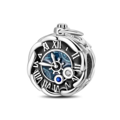 Silver Stopwatch Roman Numerals Clock Charm