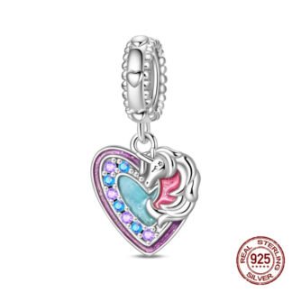 Silver Unicorn Purple Heart Fantasy Charm