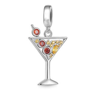 Silver Geometric Cocktail Yellow Orange Gems Martini Glass Drink Party Club Charm