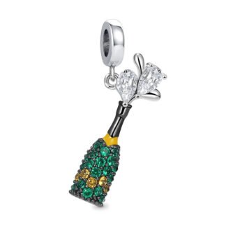 Silver Green Gems Bottle Liquid Flows Drink Charm