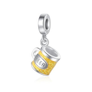 Silver Yellow Beer Mug Charm