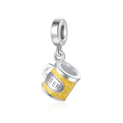 Silver Yellow Beer Mug Charm