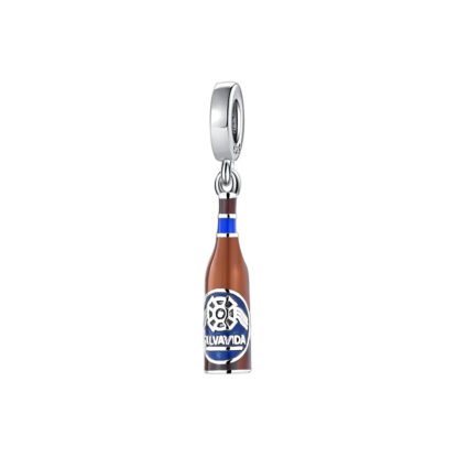 Silver Salva Vida Beer Bottle Charm