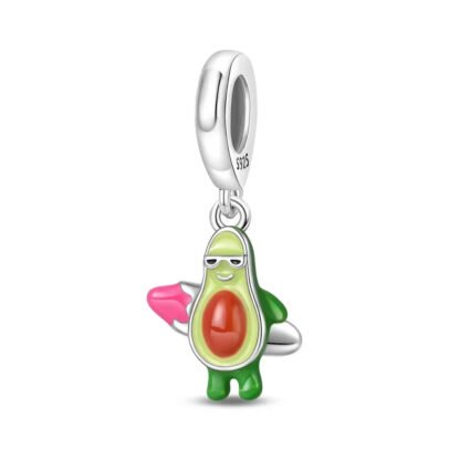Silver Surfing Green Avocado Beach Cartoony Charm