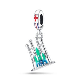 Silver Blue Green Castle Charm