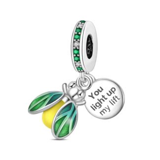 Silver You Light Up My Lift Yellow Green Bug Insect Charm