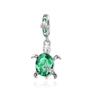 Silver Green Gems Shell Starfish Turtle Charm