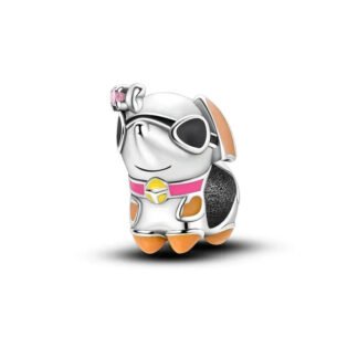 Silver Strange Stylistic Orange Dog Puppy Pet Charm